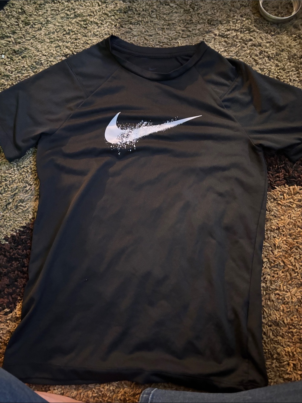Nike Kid’s Black Dri-FIT Short Sleeve Shirt with Swoosh Logo